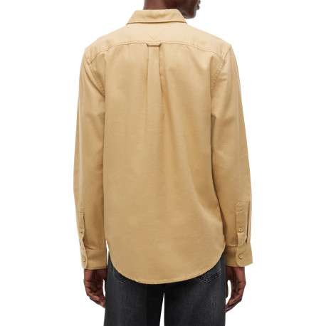 Chemise en coton biologique beige à coupe droite pourvue d'un col à revers - Image 3