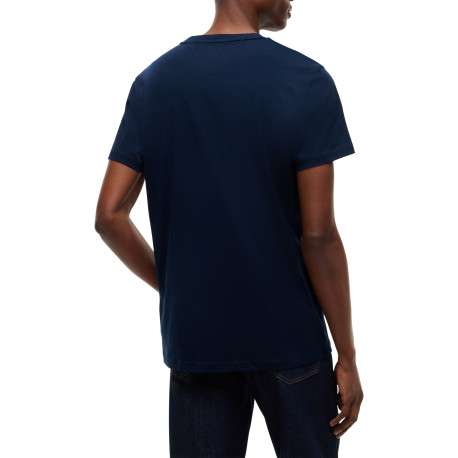 T-shirt en coton biologique marine à coupe droite pourvu d'un col rond - Image 3