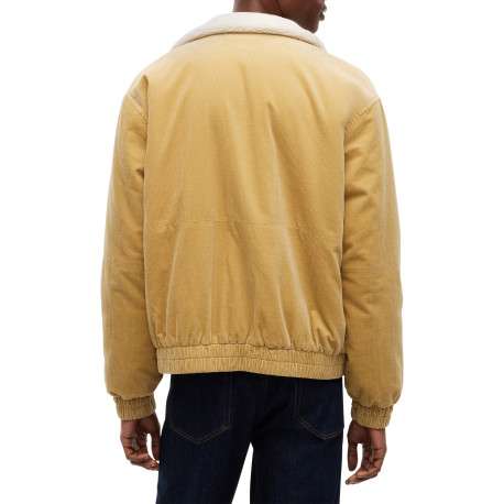 Blouson en coton biologique moutarde à coupe droite pourvu d'un col montant - Image 3