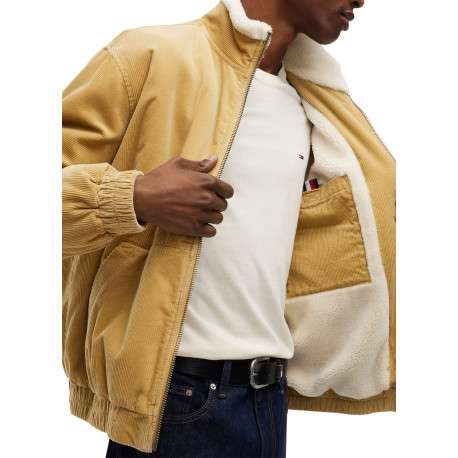 Blouson en coton biologique moutarde à coupe droite pourvu d'un col montant - Image 4