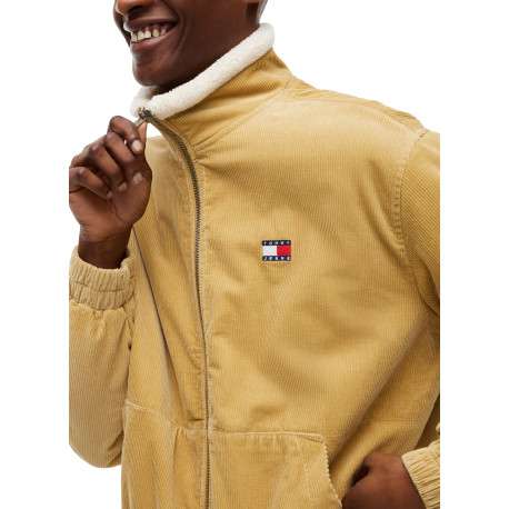 Blouson en coton biologique moutarde à coupe droite pourvu d'un col montant - Image 5