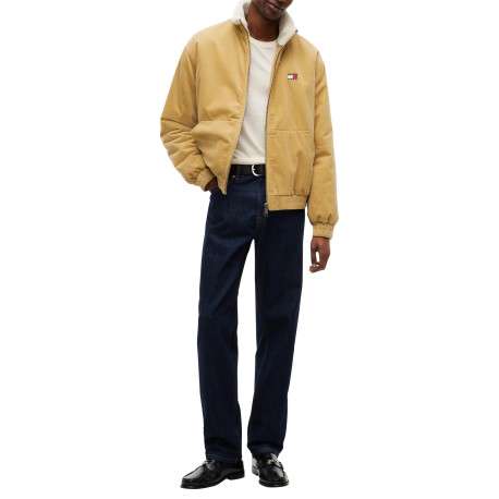 Blouson en coton biologique moutarde à coupe droite pourvu d'un col montant - Image 6