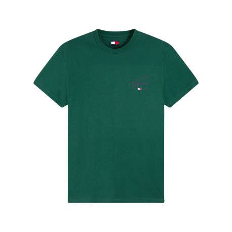T-shirt en coton biologique vert à coupe droite pourvu d'un col rond