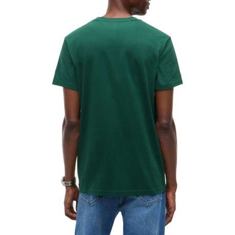 T-shirt en coton biologique vert à coupe droite pourvu d'un col rond - Image 3