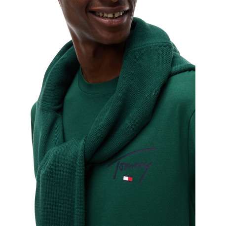 T-shirt en coton biologique vert à coupe droite pourvu d'un col rond - Image 4
