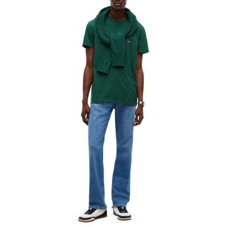 T-shirt en coton biologique vert à coupe droite pourvu d'un col rond - Image 5