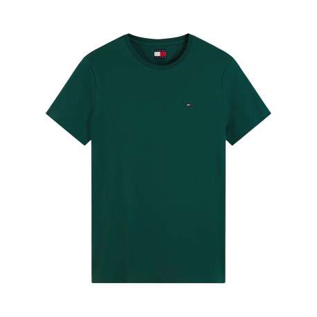T-shirt en coton biologique vert à coupe droite pourvu d'un col rond