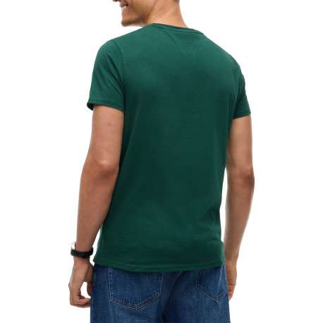 T-shirt en coton biologique vert à coupe droite pourvu d'un col rond - Image 3