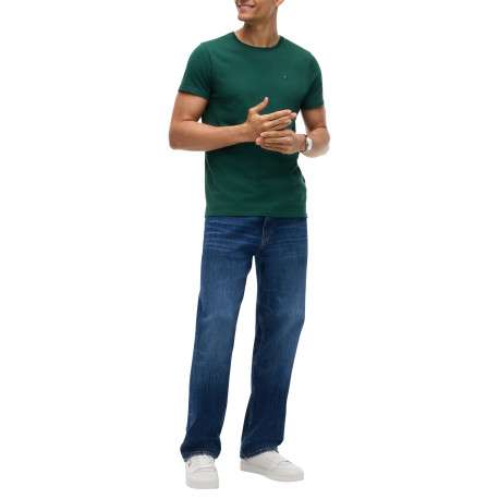 T-shirt en coton biologique vert à coupe droite pourvu d'un col rond - Image 5