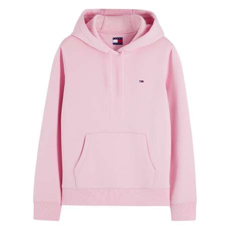 Sweat en coton mélangé rose à coupe droite pourvu d'un col à capuche