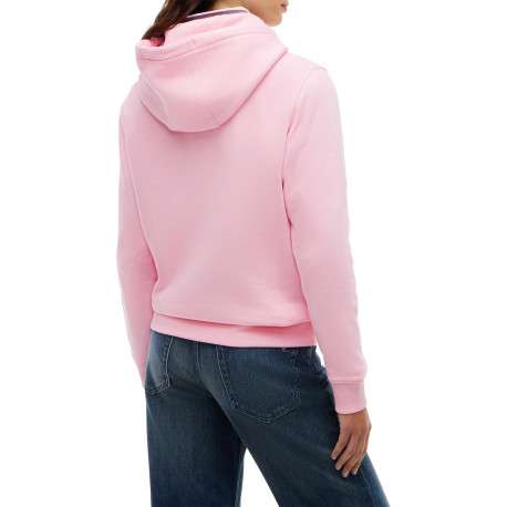Sweat en coton mélangé rose à coupe droite pourvu d'un col à capuche - Image 3