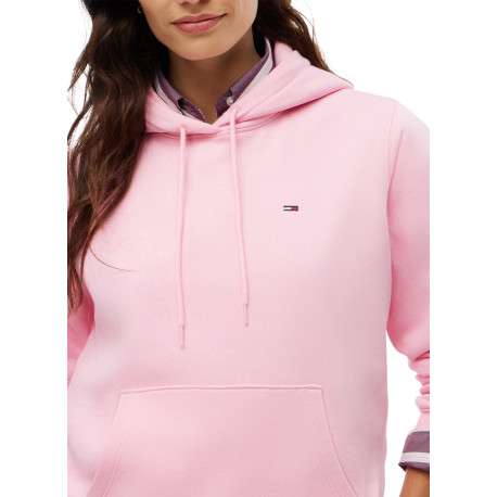 Sweat en coton mélangé rose à coupe droite pourvu d'un col à capuche - Image 4
