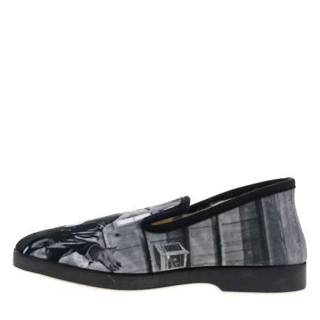 Pantoufles noires à talon plat avec imprimé Zorro sur l'ensemble de la chaussure - Image 4