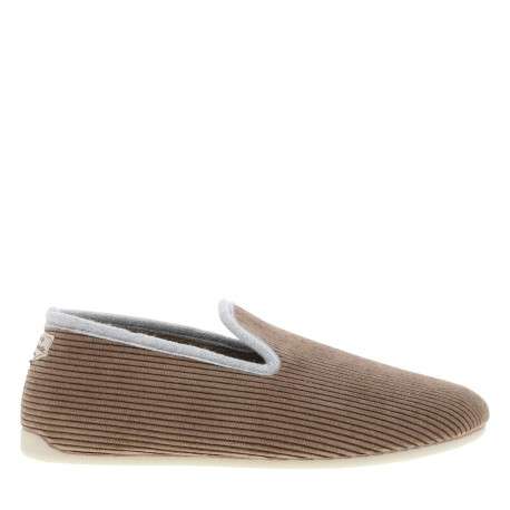 Pantoufles marron à talon plat avec un revêtement en velours - Image 2