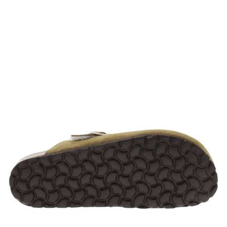 Mules en cuir kaki à talon plat avec une doublure en fourrure synthétique - Image 6