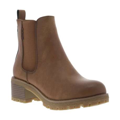 Boots camel à talon décroché moyen avec un zip et un soufflet élastiqué