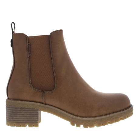 Boots camel à talon décroché moyen avec un zip et un soufflet élastiqué - Image 2