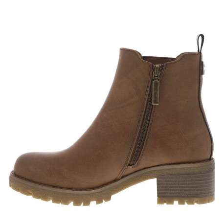 Boots camel à talon décroché moyen avec un zip et un soufflet élastiqué - Image 4