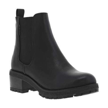 Boots noires à talon décroché moyen avec un zip et un soufflet élastiqué