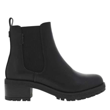 Boots noires à talon décroché moyen avec un zip et un soufflet élastiqué - Image 2