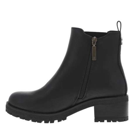 Boots noires à talon décroché moyen avec un zip et un soufflet élastiqué - Image 4