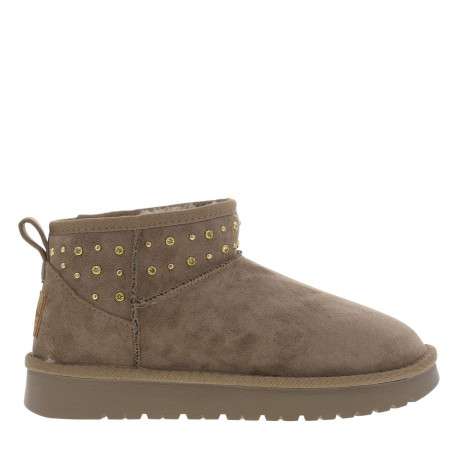 Boots taupe à talon plateau et à slip-on avec perles décoratives - Image 2