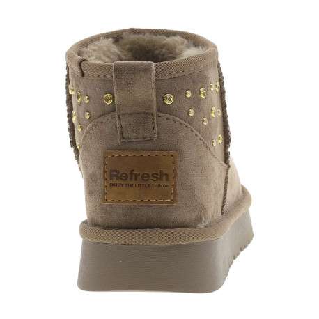 Boots taupe à talon plateau et à slip-on avec perles décoratives - Image 3