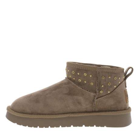 Boots taupe à talon plateau et à slip-on avec perles décoratives - Image 4