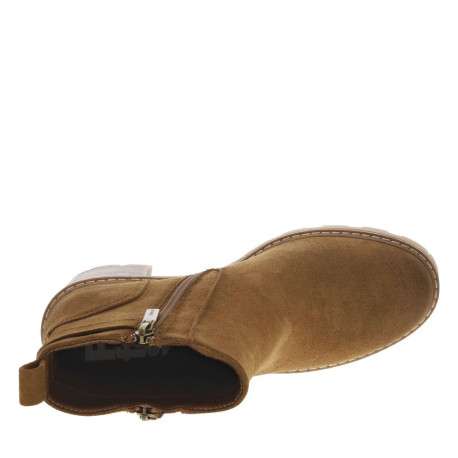 Boots camel avec un talon décroché haut et un zip de chaque côté - Image 5