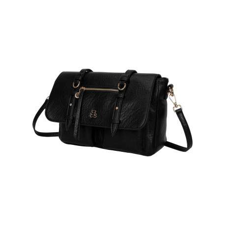 Sac noir à bandoulière amovible avec fermeture à rabats et pressions - Image 2