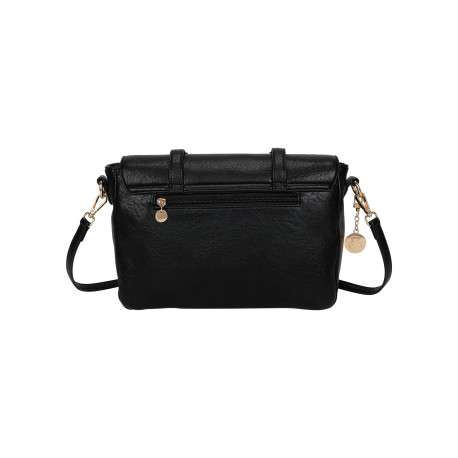 Sac noir à bandoulière amovible avec fermeture à rabats et pressions - Image 3