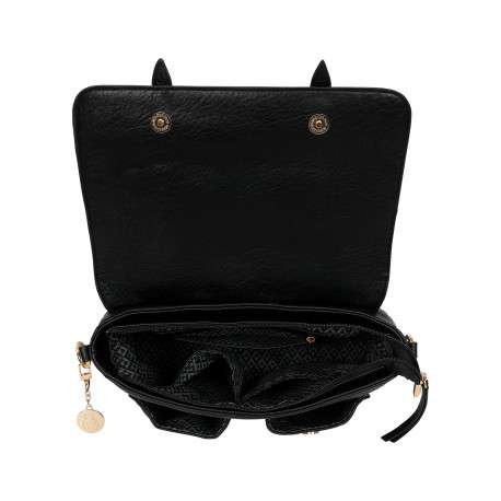 Sac noir à bandoulière amovible avec fermeture à rabats et pressions - Image 4