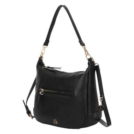 Sac porté épaule noir avec bandoulière et anses amovible et réglables - Image 2