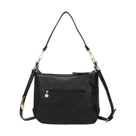 Sac porté épaule noir avec bandoulière et anses amovible et réglables - Image 3