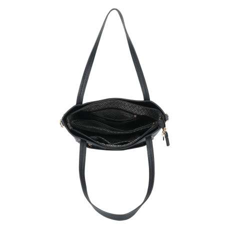 Sac shopping noir uni effet grainé avec bandoulière amovible - Image 4