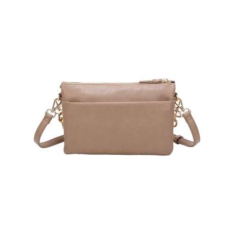 Sac taupe uni effet grainé avec bandoulière et anse amovibles - Image 3