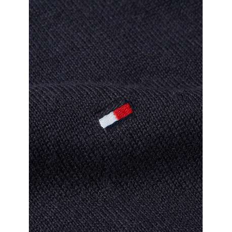 Pull en coton biologique mélangé marine à coupe droite et col camionneur - Image 3