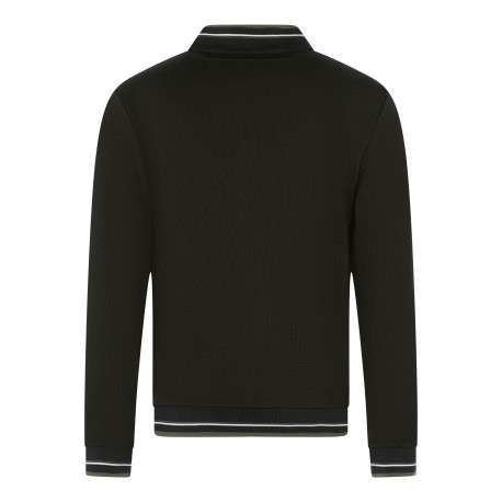 Sweat zippé noir uni à col bomber avec des liserés et le logo - Image 2