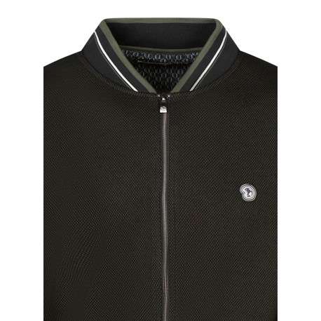 Sweat zippé noir uni à col bomber avec des liserés et le logo - Image 3