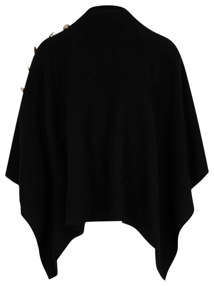 Poncho noir uni avec un col...