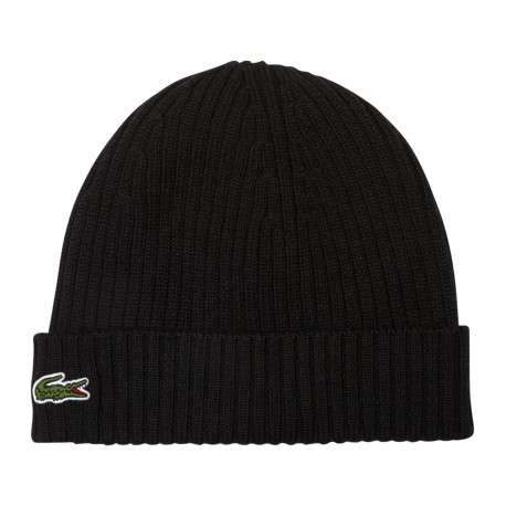 Bonnet à revers en laine noir avec logo brodé à l'avant