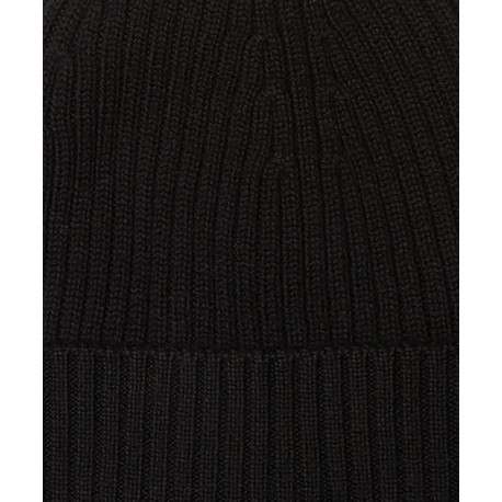 Bonnet à revers en laine noir avec logo brodé à l'avant - Image 3