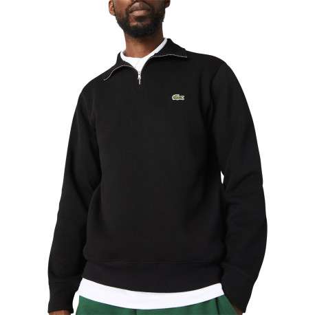 Sweat en coton noir avec logo brodé une coupe droite et un col camionneur