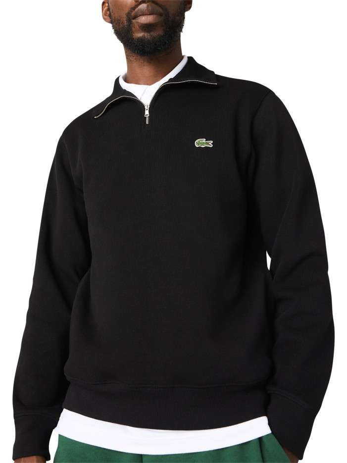Sweat en coton noir avec logo brodé une coupe droite et un col camionneur