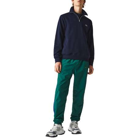 Sweat en coton marine à col camionneur avec logo brodé sur la poitrine