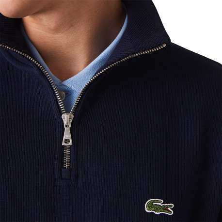 Sweat en coton marine à col camionneur avec logo brodé sur la poitrine - Image 5