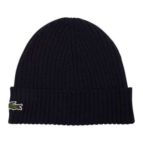 Bonnet à revers marine en laine avec logo brodé à l'avant