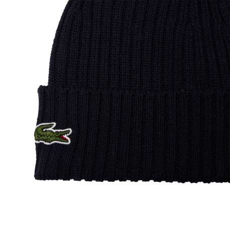 Bonnet à revers marine en laine avec logo brodé à l'avant - Image 2