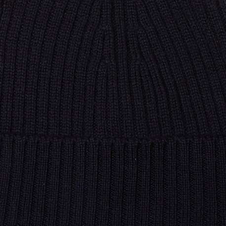 Bonnet à revers marine en laine avec logo brodé à l'avant - Image 3