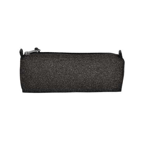 Trousse noire avec un imprimé pailleté et une étiquette cousue à l'avant - Image 2